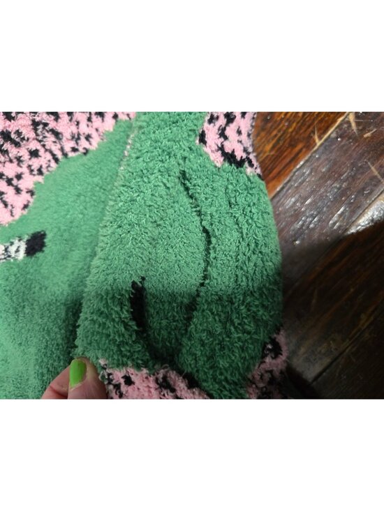 Maximalist Dopamine Green Pink Leopard Oversized Fuzzy Sweater - Picture 6 of 12